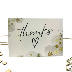 5 - 100 Stück Dankeskarte GELB Paketbeileger A6 schlichte Danksagungskarten Blümchen floral beschriftbar Karten