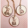 3 Anhänger aus Holzscheiben, Hasen, Häschen, Ostern