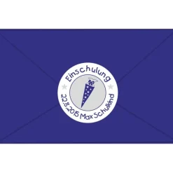 15 Aufkleber | Einschulung - Schultüte mit Sternchen - weiß blau - personalisierbar