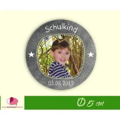 15 Aufkleber | Schulkind - Sternchen - mit Foto personalisierbar | Schulanfang, Aufkleber zur Einschulung mit Tafeloptik