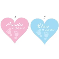 15 Babyaufkleber zur Geburt | Babyfüßchen auf Herz