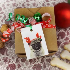 10 Boxen + Geschenkanhänger „Mopsige Weihnachten“