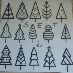 15 Bäume Weihnachten im skandivaschen Stil , minimalistische Fensteraufkleber