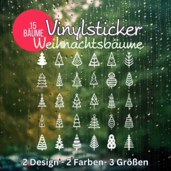 15 Bäume Weihnachten im skandivaschen Stil , minimalistische Fensteraufkleber