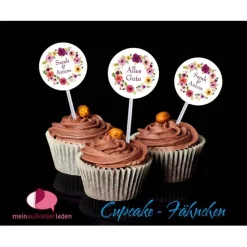 24 Cupcake Deko Aufkleber | Blumenkranz