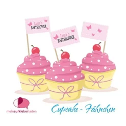 18 Cupcake-Fähnchen - Aufkleber | Babyshower