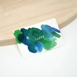 50 Dankeskarten klein Vintage Aquarell Zeichnung | blau grün | Dankeskarten klein | Abstrakt modern | Mini Dankekarte