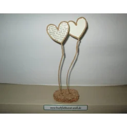 2 Drahtherzen, weiß oder mit Buchtext, als Geschenk oder Dekoration, für Geburtstag / Weihnachten / Jahrestag, ca. 14cm