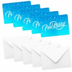 10 Einladungskarten Pool Party mit GLITZER inkl. 10 Briefumschlägen - Poolparty Gartenparty Geburtstag Kindergeburtst