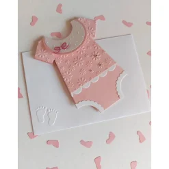 10 Einladungskarten zur Taufe, Babybody-Karten zum aufklappen