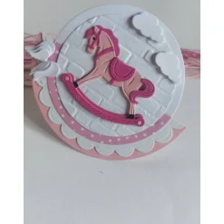 10 Einladungskarten zur Taufe, Schaukelkarte, Schaukelpferd, Rocker Card