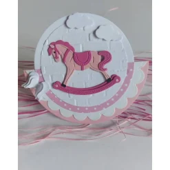 10 Einladungskarten zur Taufe, Schaukelkarte, Schaukelpferd, Rocker Card