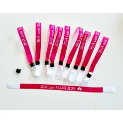 10 Einlassbänder/Festivalbänder/Partybänder aus 100 % Satin mit Verschlußplombe