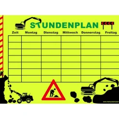 3 er Schulset - NEON | A4 Stundenplan + Lernposter: Baustelle - wiederbeschreibbar