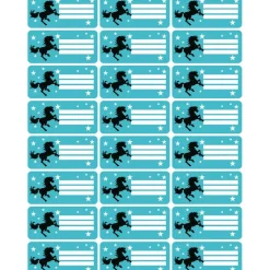 4 er Set  A4 Stundenplan + Lernposter + Heftaufkleber  | Wildpferd - türkis