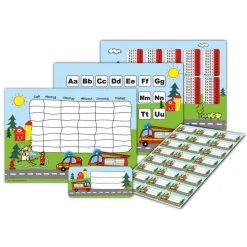 4 er Set  A4 Stundenplan + Lernposter + Heftaufkleber  | Feuerwehr