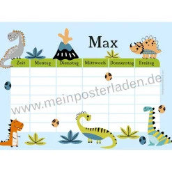 3 er Set  A4 Stundenplan + Lernposter  | Kleine Dinos - blau