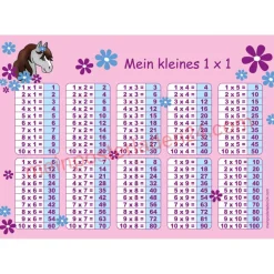 4 er Set  A4 Stundenplan + Lernposter + Heftaufkleber  | Pony Blumen - rosa