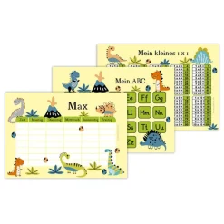 3 er Set  A4 Stundenplan + Lernposter  | Kleine Dinos - gelb