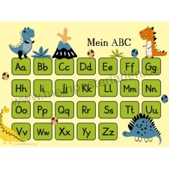 3 er Set  A4 Stundenplan + Lernposter  | Kleine Dinos - gelb