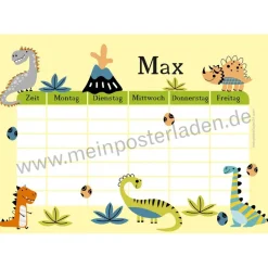 3 er Set  A4 Stundenplan + Lernposter  | Kleine Dinos - gelb