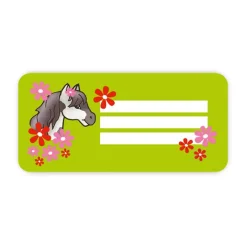 4 er Set  A4 Stundenplan + Lernposter + Heftaufkleber  | Pony Blumen - grün