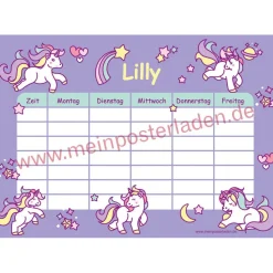 3 er Set  A4 Stundenplan + Lernposter  | Einhorn - lila