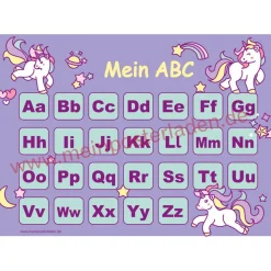 3 er Set  A4 Stundenplan + Lernposter  | Einhorn - lila