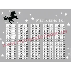 4 er Set  A4 Stundenplan + Lernposter + Heftaufkleber  | Wildpferd - grau