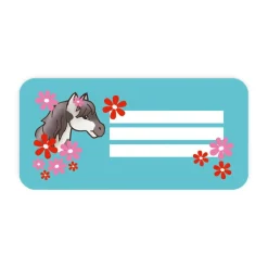 4 er Set  A4 Stundenplan + Lernposter + Heftaufkleber  | Pony Blumen - türkis rot