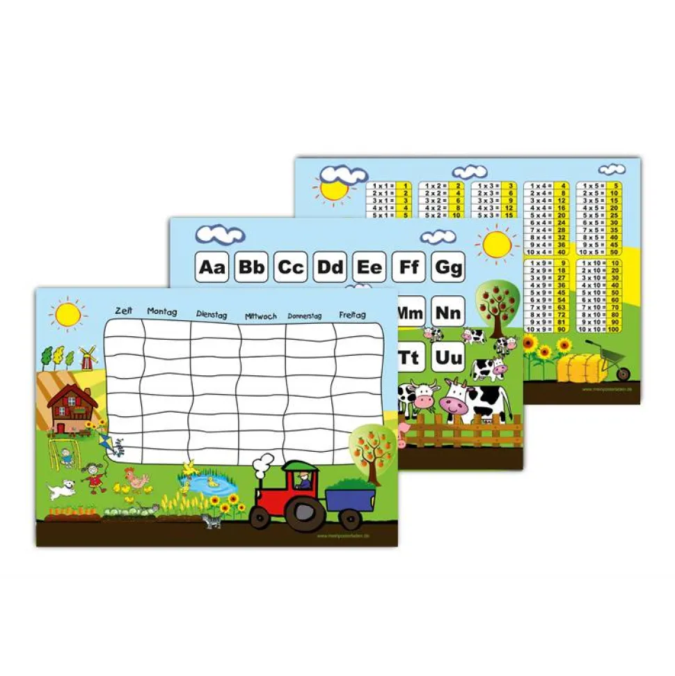 3 er Set  A4 Stundenplan + Lernposter  | Bauernhof
