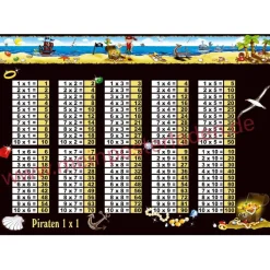 4 er Set  A4 Stundenplan + Lernposter + Heftaufkleber  | Pirat - gelb