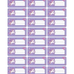 4 er Set  A4 Stundenplan + Lernposter + Heftaufkleber  | Einhorn - lila