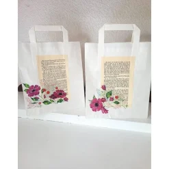 2 er Set Geschenktüten mit alter Buchseite " cosmea & fragola "
