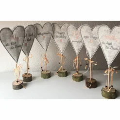 2 er Set Herzen auf Standfuß  in der Farbe APRICOT - Tisch/Fenster Dekoration aus 100 % Wollfilz - für liebe Menschen