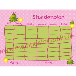 3 er Set Stundenpläne | Frosch - rosa