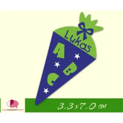 24 Formaufkleber | Schultüte - blau grün - personalisierbar | Namensaufkleber für den Schulanfang