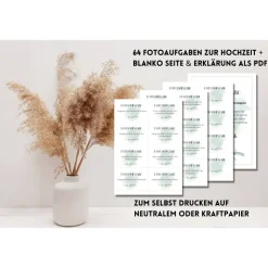 64 Fotoaufgaben zur Hochzeit als PDF Download | Spiel für Hochzeitsgäste | Fotobox Aufgaben | Spielidee Hochzeit