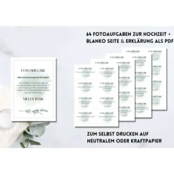 64 Fotoaufgaben zur Hochzeit als PDF Download | Spiel für Hochzeitsgäste | Fotobox Aufgaben | Spielidee Hochzeit