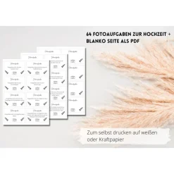 64 Fotoaufgaben zur Hochzeit als PDF Download | leere Blanko Seiten zum selbst drucken | Last Minute Hochzeitsidee | Hoc