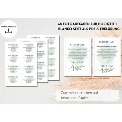 64 Fotoaufgaben zur Hochzeit als PDF Download | Olivenzweig | Spiel für Hochzeitsgäste | Fotobox Aufgaben | Spielidee