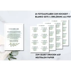 64 Fotoaufgaben zur Hochzeit als PDF Download | Olivenzweig | Spiel für Hochzeitsgäste | Fotobox Aufgaben | Spielidee