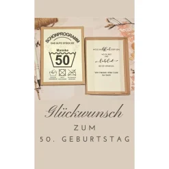 50. Geburtstag Geldgeschenk Box – Humorvolle Geschenkidee mit Karte & Leinensäckchen