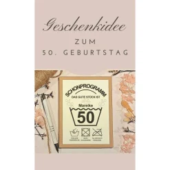 50. Geburtstag Geldgeschenk Box – Humorvolle Geschenkidee mit Karte & Leinensäckchen