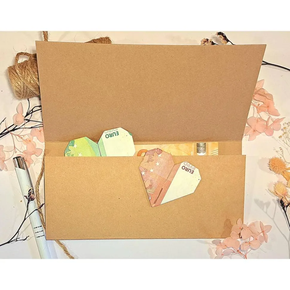 65. Geburtstag Geldgeschenk Karte – Personalisierte Glückwunschkarte aus Kraftpapier mit Juteschleife