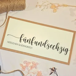 65. Geburtstag Geldgeschenk Karte – Personalisierte Glückwunschkarte aus Kraftpapier mit Juteschleife