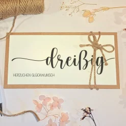 30. Geburtstag Glückwunschkarte mit Geldfach – Handgemachte Karte & stilvolles Geldgeschenk