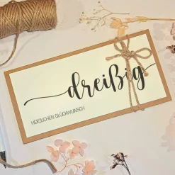 30. Geburtstag Glückwunschkarte mit Geldfach – Handgemachte Karte & stilvolles Geldgeschenk