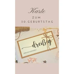 30. Geburtstag Glückwunschkarte mit Geldfach – Handgemachte Karte & stilvolles Geldgeschenk