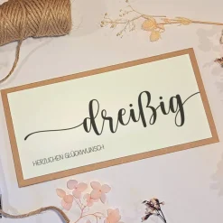 30. Geburtstag Glückwunschkarte mit Geldfach – Handgemachte Karte & stilvolles Geldgeschenk